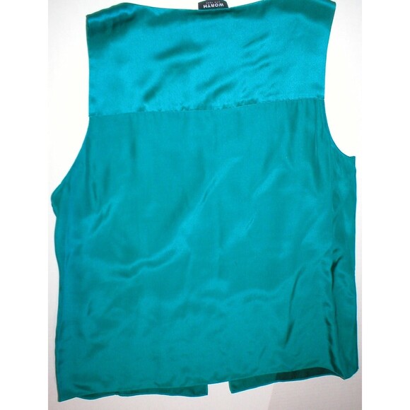NWT Worth NY Womens 14 Top Designer New York Blouse Silk Blue Emerald Aqua Teal - Picture 2 of 6